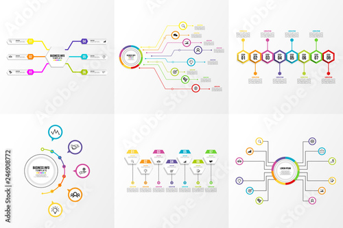 Set Of Infographics Elements Vector Design Template. Business Data Visualization Infographics Timeline with Marketing Icons most useful can be used for workflow, presentation, diagrams, reports