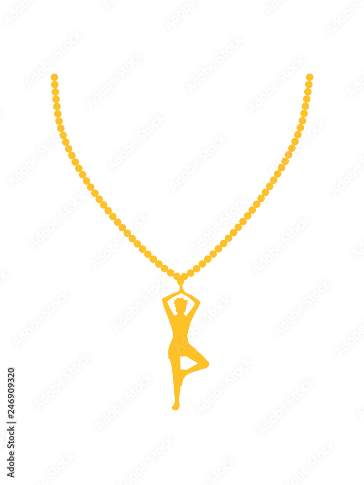 goldkette halskette schmuck yoga übung meditation haltung training fitness  silhouette frau weiblich konzentration gesund entspannung clipart design  Stock Illustration | Adobe Stock