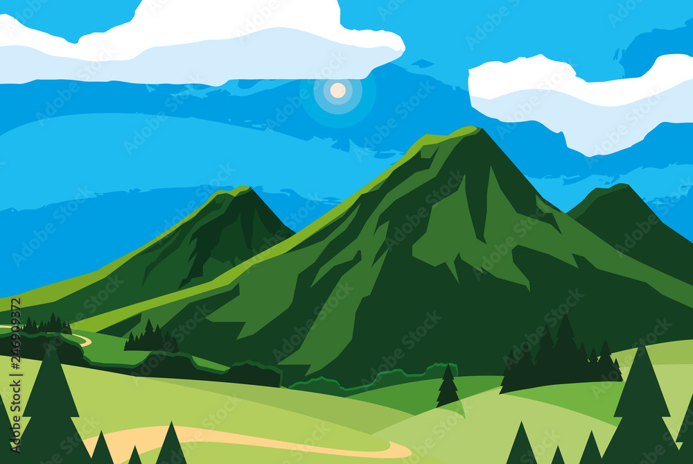 Naklejka premium krajobraz górska scena ikona
