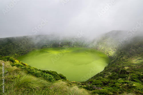 Beautiful landscape of Black  Lagoon " Caldeira Negra " in Flores Island - Azores - Portugal
