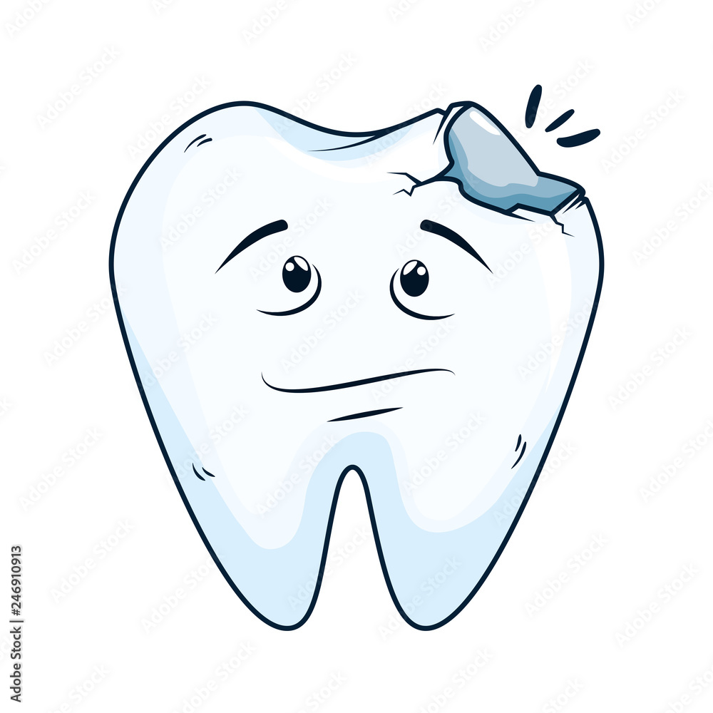 comic tooth broken kawaii character comic tooth broken kawaii character