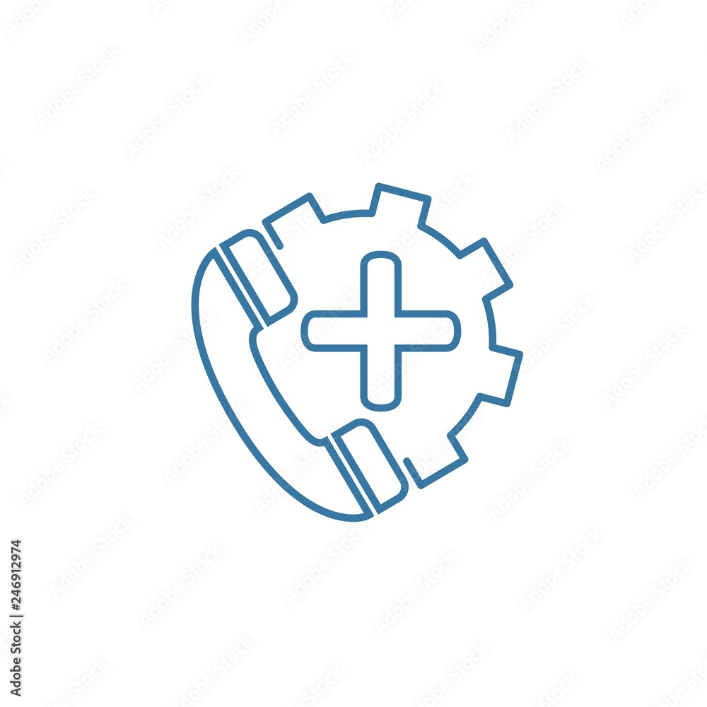 Medical support, online consultation. Linear vector icon on white background. Medical support, online consultation. Linear vector icon on white background.