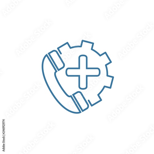 Medical support, online consultation. Linear vector icon on white background.