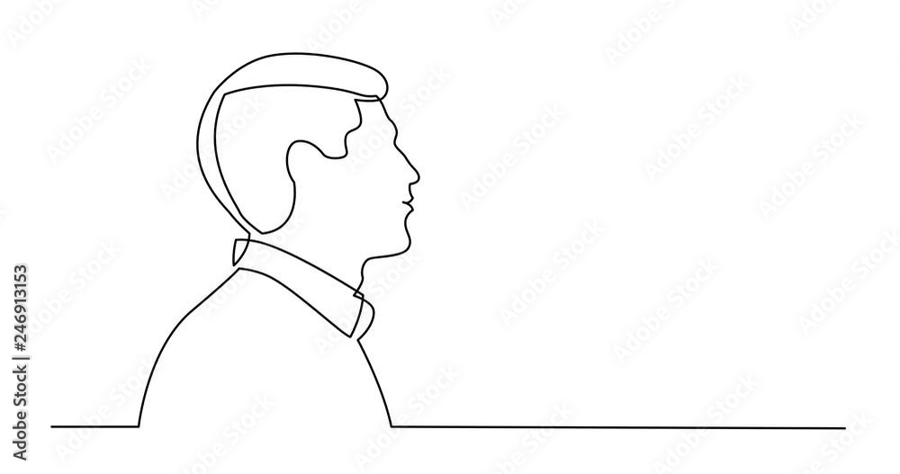 Self drawing line animation of profile portrait of man in casual shirt Self drawing line animation of profile portrait of man in casual shirt