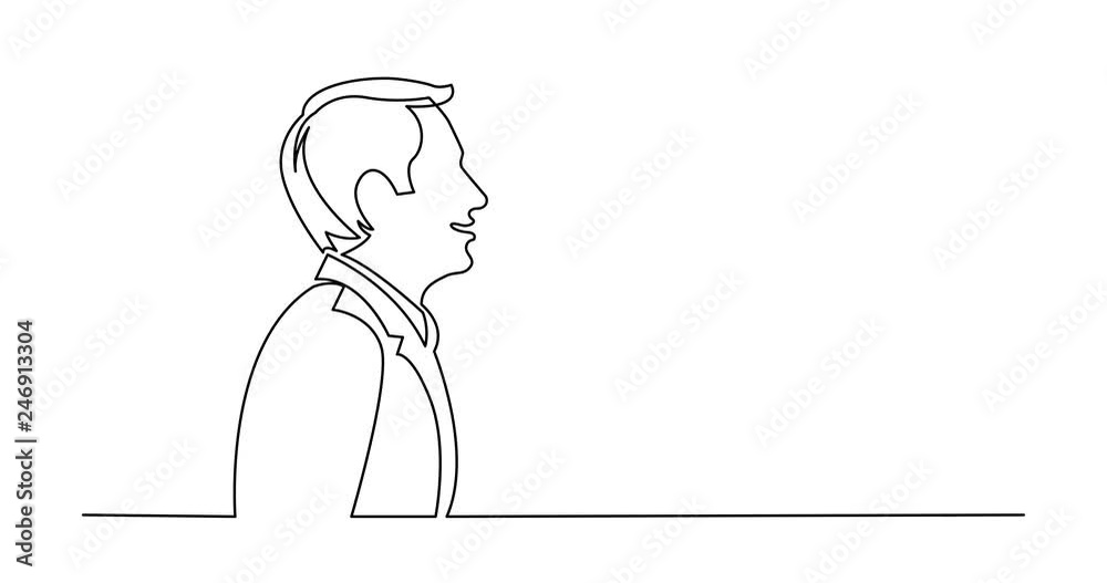 Self drawing line animation of profile portrait of talking businessman Self drawing line animation of profile portrait of talking businessman