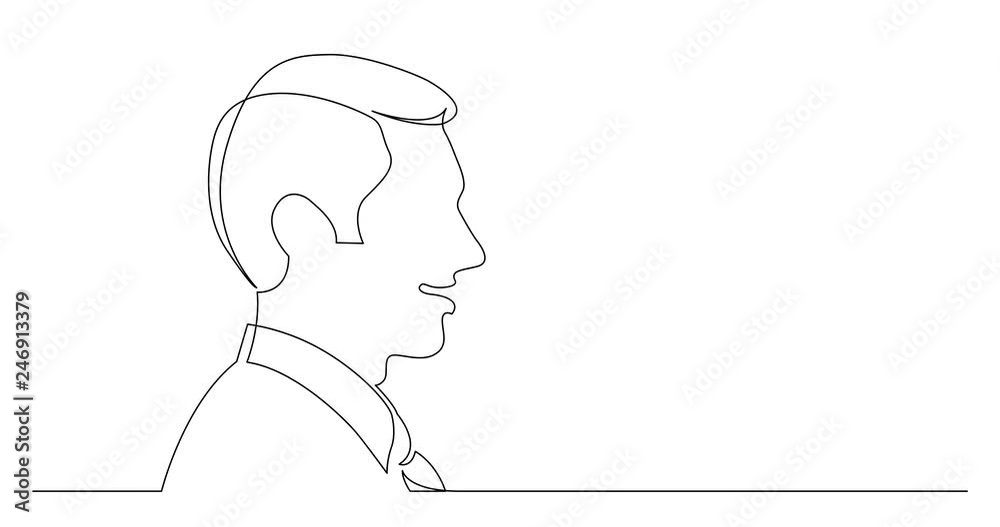 Self drawing line animation of profile portrait of young talking businessman in tie Self drawing line animation of profile portrait of young talking businessman in tie