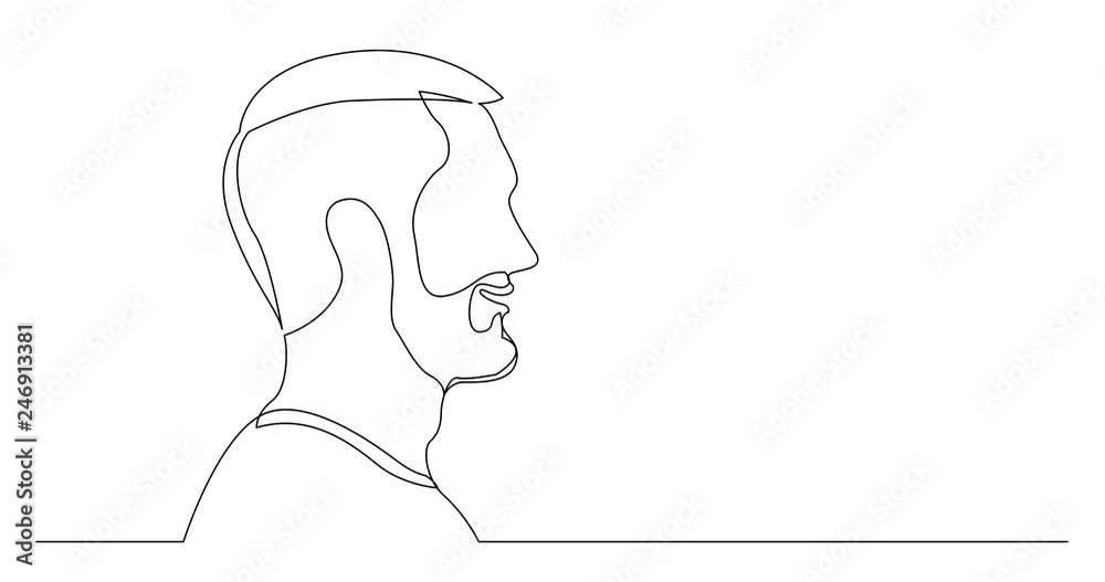 Self drawing line animation of profile portrait of young talking bearded man Self drawing line animation of profile portrait of young talking bearded man