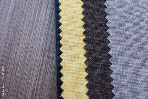 Fabric samples for furniture or interior decoration.
