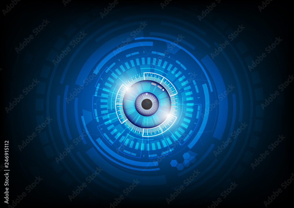 binary circuit board future technology, blue eye cyber security concept background vector binary circuit board future technology, blue eye cyber security concept background vector