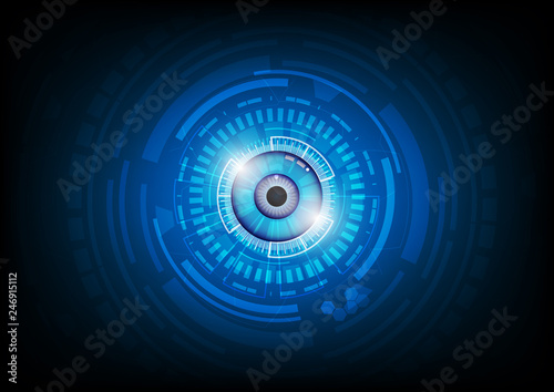 binary circuit board future technology, blue eye cyber security concept background vector