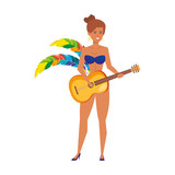 beautiful brazilian garota playing guitar