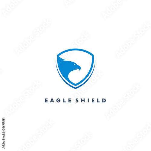 Eagle on the shield logo design icon vector