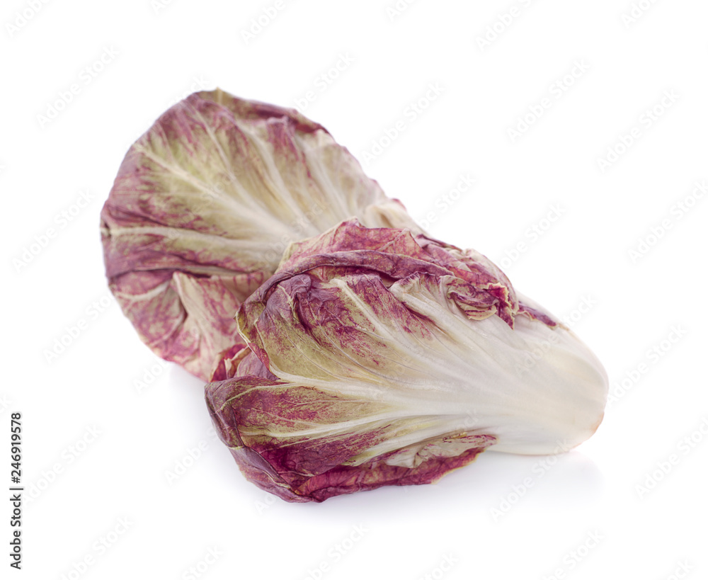 Fototapeta premium fresh green lettuce red little gem variety isolated on white