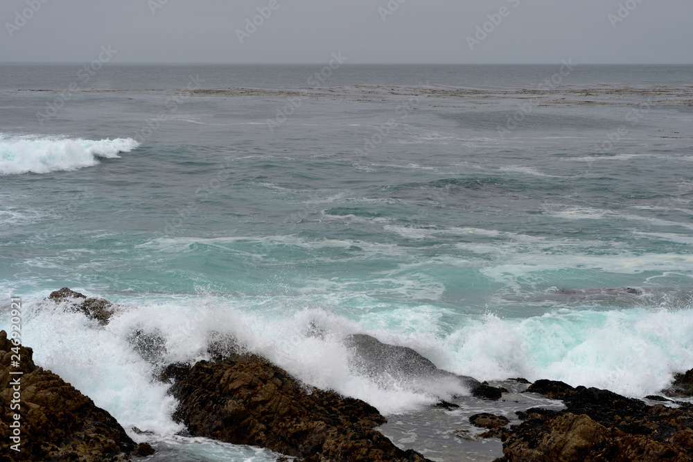 Fototapeta premium Overcast sky above the Pacific Ocean. 17 Mile Drive, California, USA