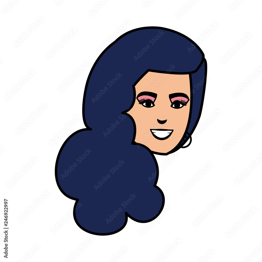 beautiful and young woman head character beautiful and young woman head character