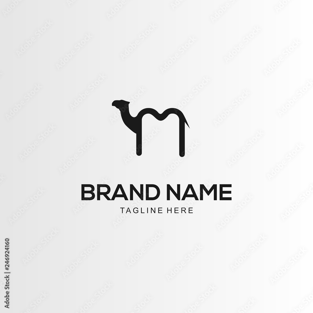 Letter M Camel Dessert Animal Silhouette Abstract Creative Business Logo  Stock Vector | Adobe Stock