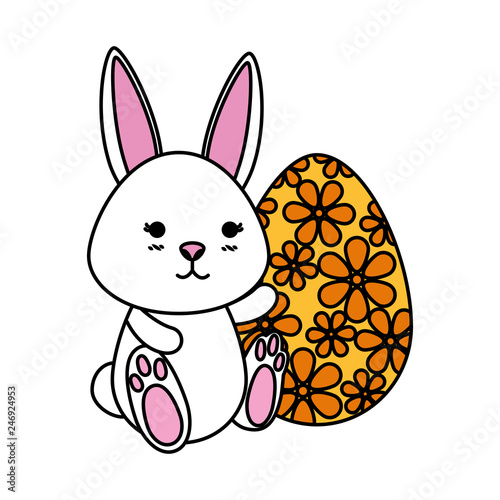 cute rabbit with easter egg painted