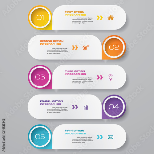 5 steps simple&editable process chart infographics element.