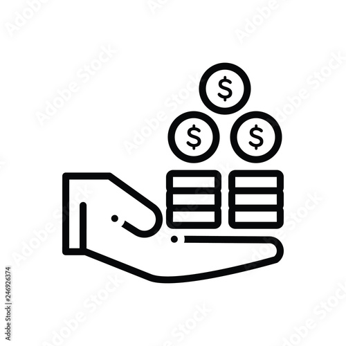 Black line icon for profit benefit