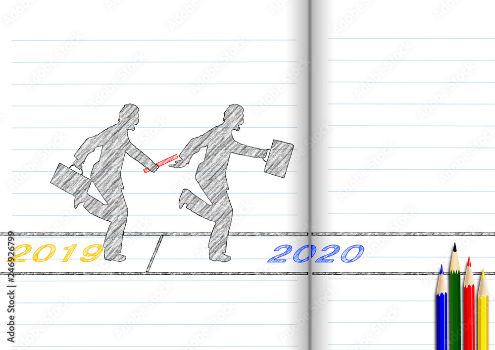 19年から年へバトンパスを行うビジネスマン Stock イラスト Adobe Stock