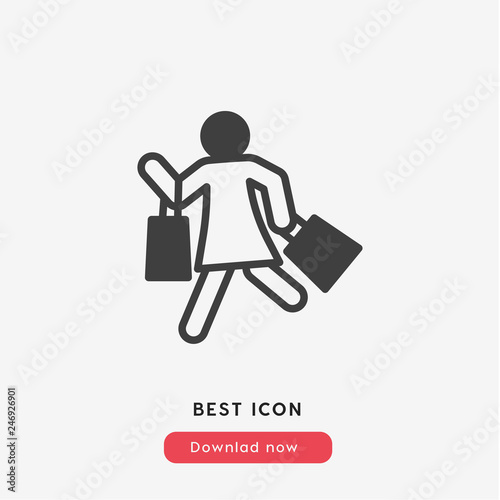do shopping with running woman icon vector symbol