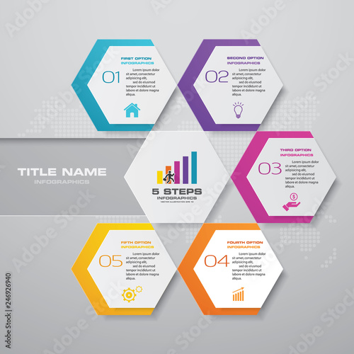 Wallpaper Mural 5 steps simple&editable process chart infographics element. Torontodigital.ca