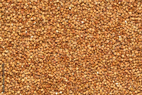 Background of buckwheat. The texture of the buckwheat. Buckwheat food background. Dietary product. Useful cereals for vegetarians