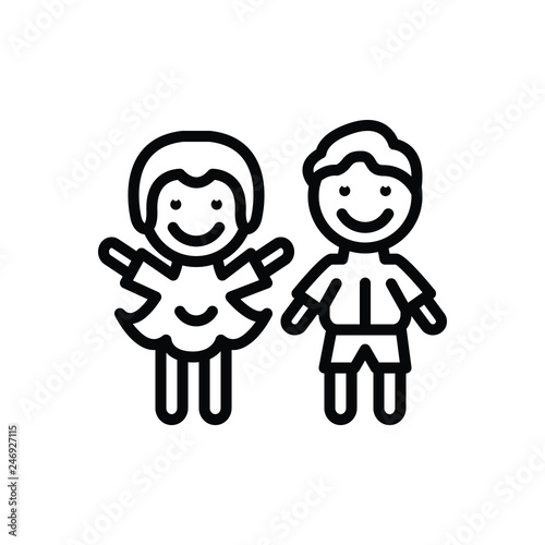 Black line icon for children kids 
