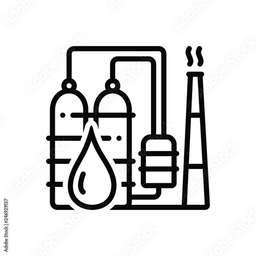 Black line icon for petrochemical  