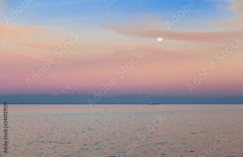 Sunset skyline of seascape with mountain in the background  Vancouver  British Columbia  Canada