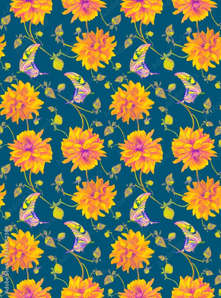 seamless floral pattern with flowers dahlias seamless floral pattern with flowers dahlias