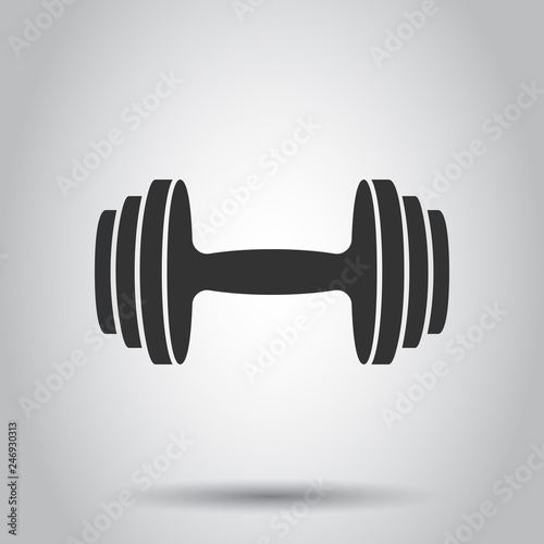 Dumbbell fitness gym in flat style. Barbell illustration on white background. Bodybuilding sport concept.