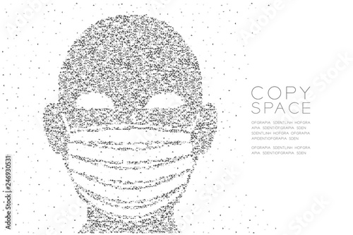 Head with Dust mark or particulate respirator Abstract Geometric polygon square box and Triangle pattern, Pollution PM 2.5 concept illustration isolated on white background with copy space, vector