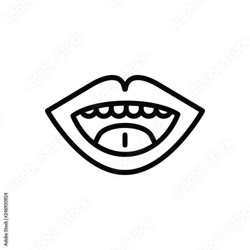 Black line icon for mouth  face  