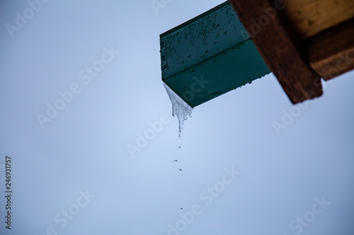 Icicles off a wood structure
