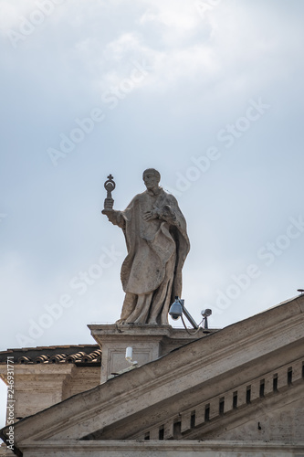 Statue of apostle on Dome of St. Peter s Basilica in Vatican City  Italy
