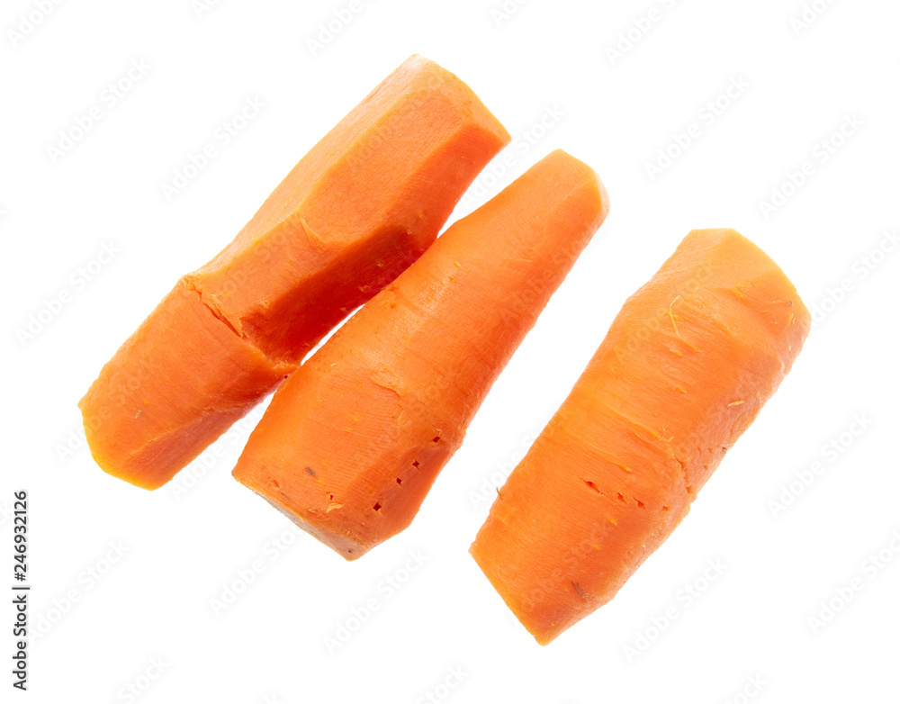 Boiled carrots on a white background Boiled carrots on a white background