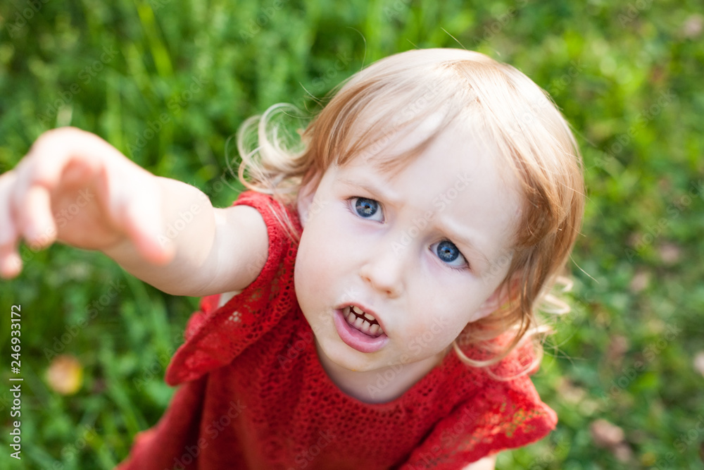 little child caucasian girl anxious face closeup little child caucasian girl anxious face closeup