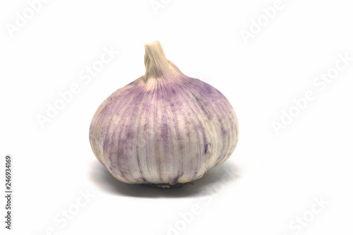 Raw garlic on white background