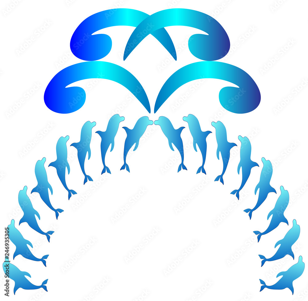 Blue dolphins abstract logo.