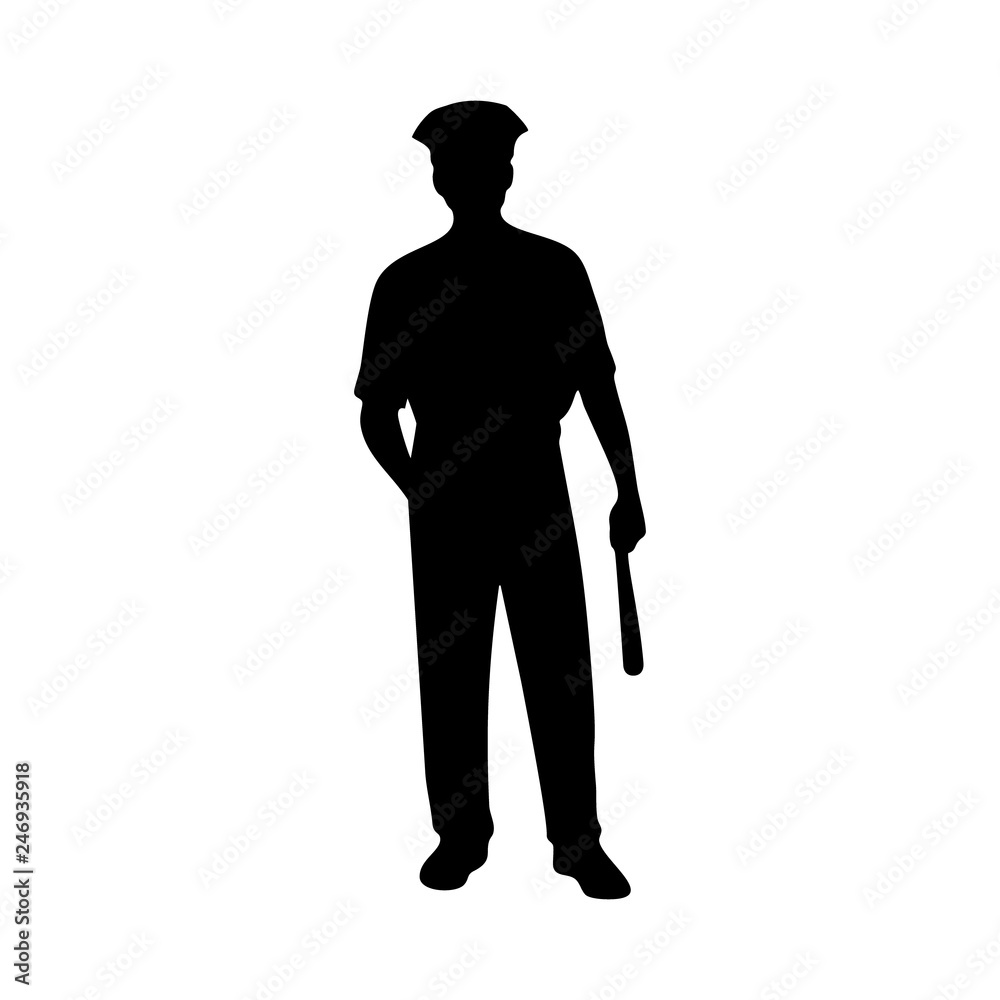 piliceman male vector silhouette on white background piliceman male vector silhouette on white background
