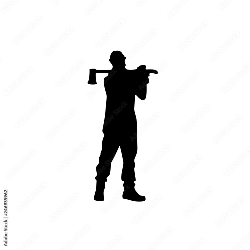 woodcutter male vector silhouette on white background woodcutter male vector silhouette on white background
