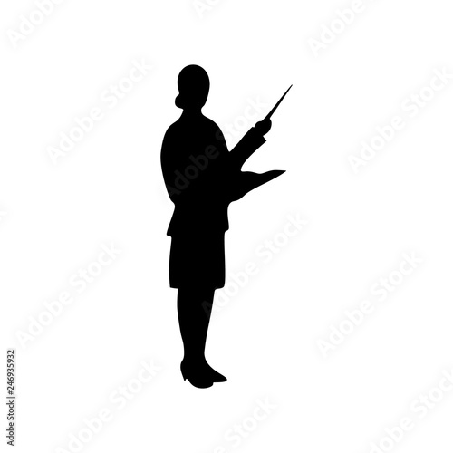teacher female vector silhouette on white background