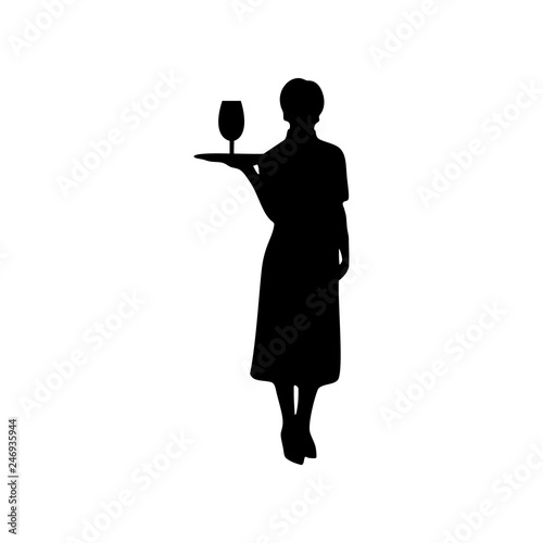 waitress female vector silhouette on white background