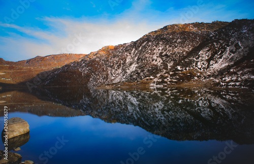 Reflection of snow covered mountain in a lake