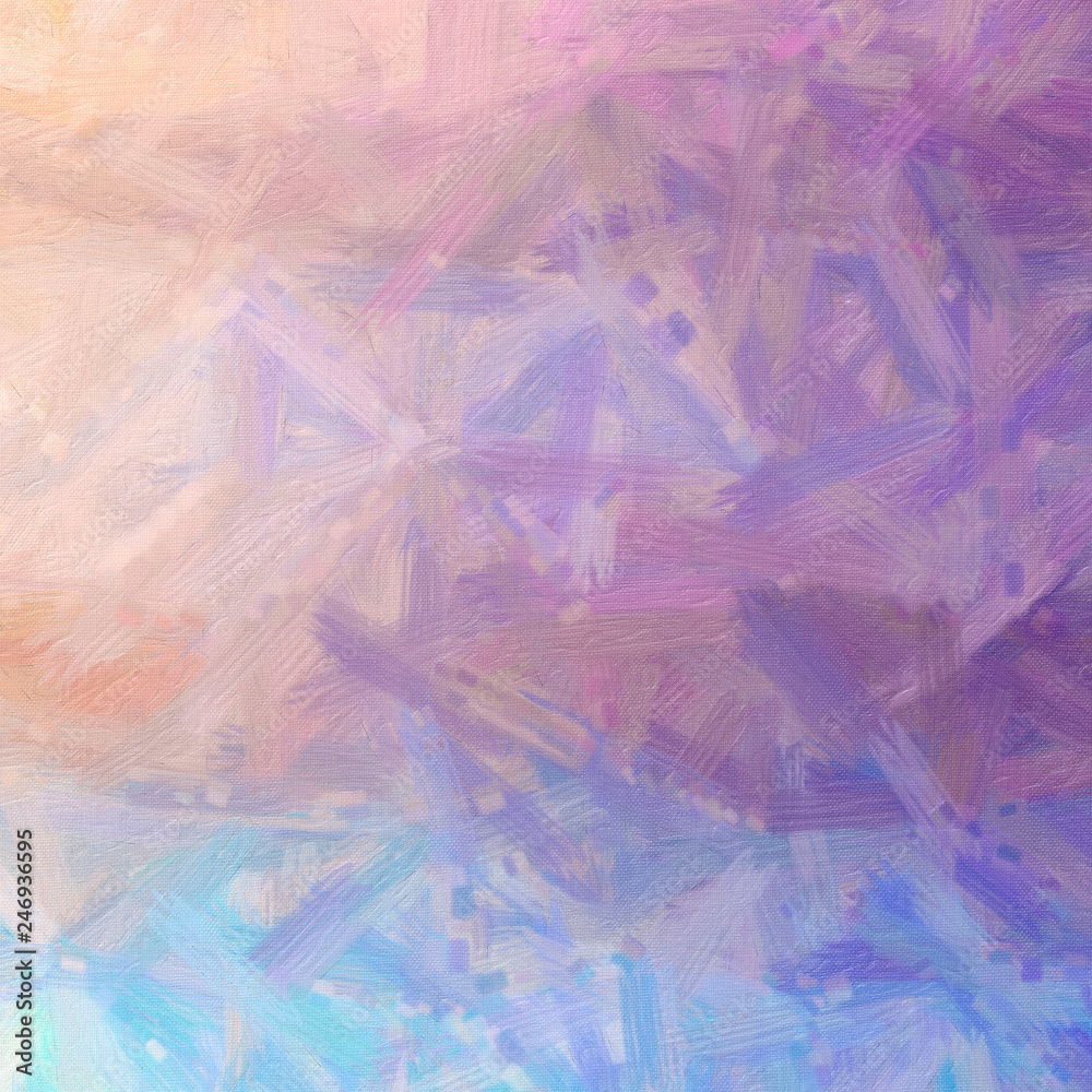 Illustration of abstract Blue And Purple Bristle Brush Oil Paint Square background.
