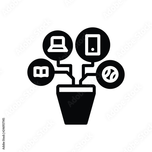 Black solid icon for resources 