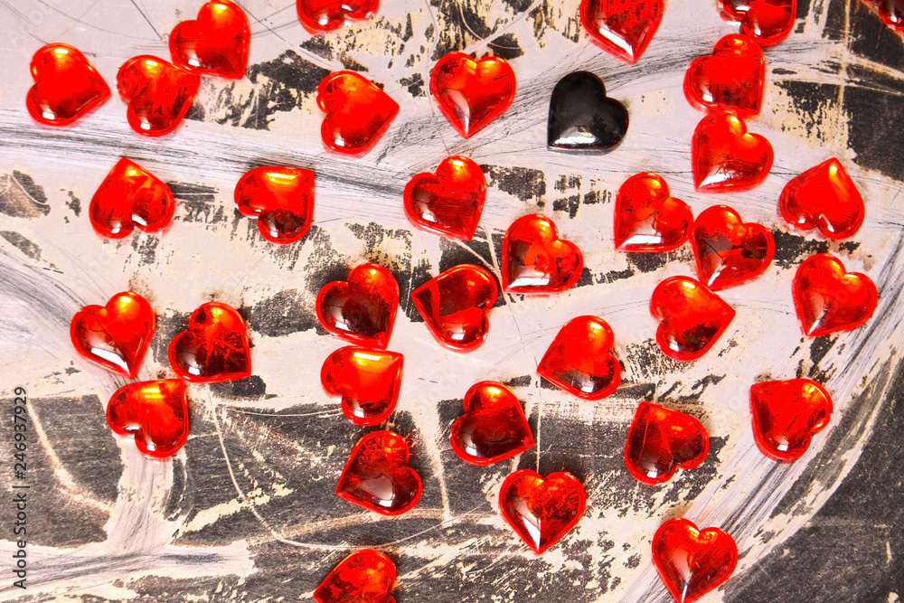 Red glass hearts background. Valentines day concept. Red glass hearts background. Valentines day concept.