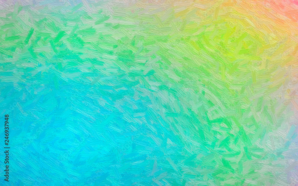 Handsome abstract illustration of pink, green and blue Oil painting with bristie brush paint. Beautiful background for your work.