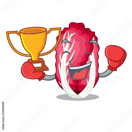 Boxing winner Vegetable radicchio isolated with the cartoons